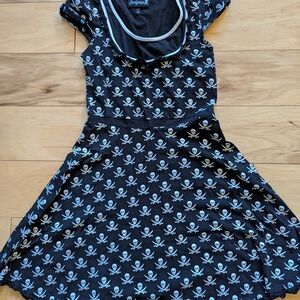Skater Dress with White Skull Print